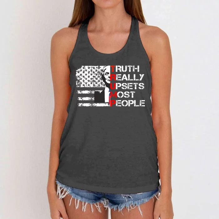 Trump Truth Really Upset Most People Trump 2024 America Flag Women's Knotted Racerback Tank