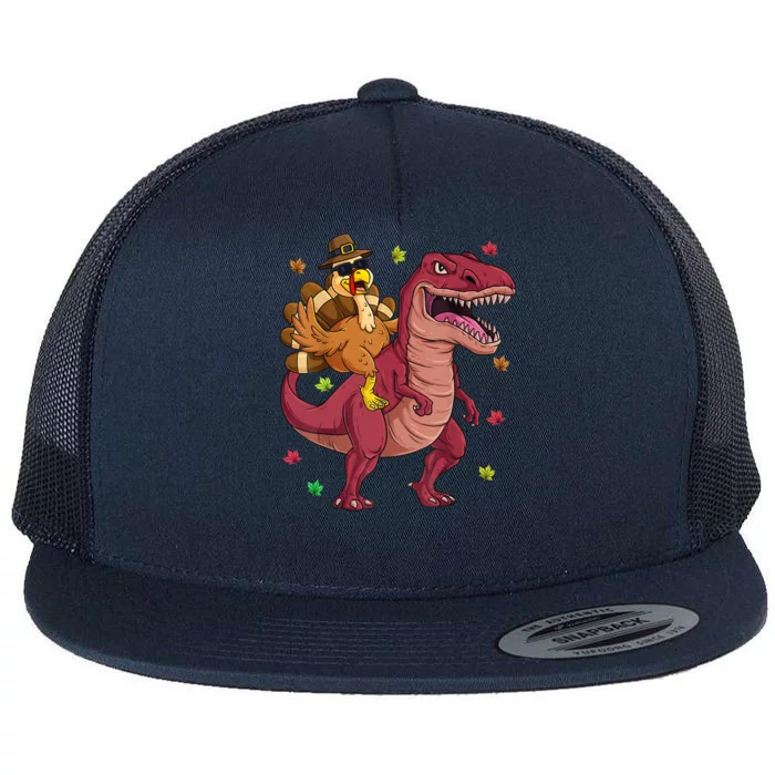 Thanksgiving Turkey Riding T Rex Dinosaur Toddler Boys Meaningful Gift Flat Bill Trucker Hat