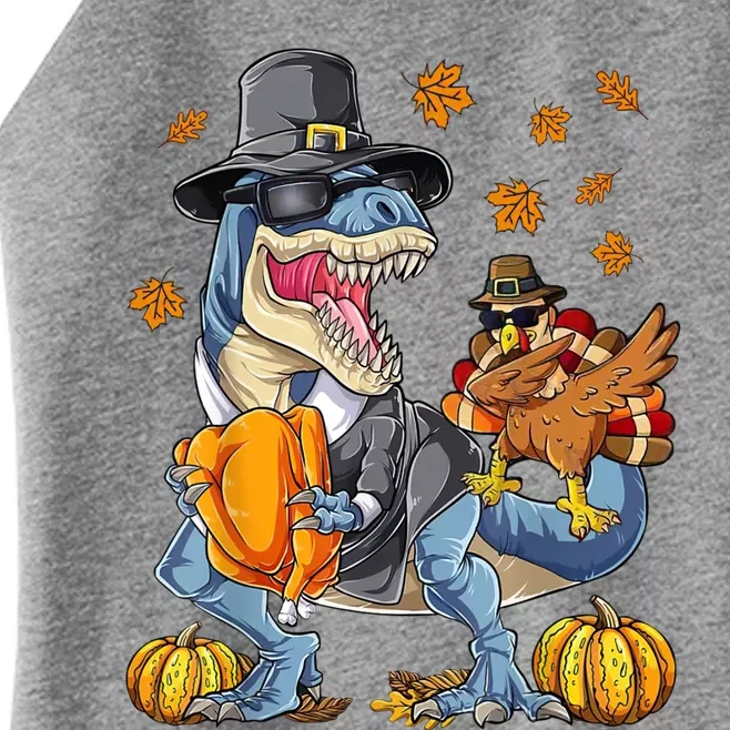 Thanksgiving Turkey Riding T Rex Dinosaur Toddler Boys Gift Women’s Perfect Tri Rocker Tank