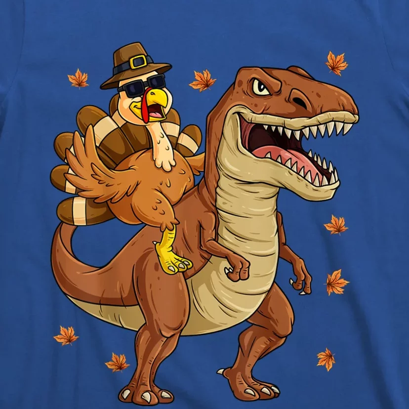 Thanksgiving Turkey Riding T Rex Dinosaur Toddler Boys Cute Gift T-Shirt