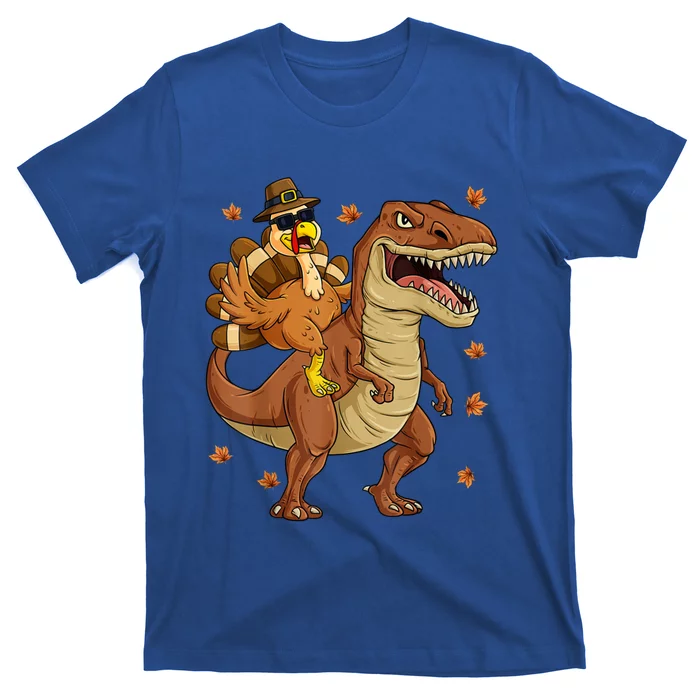 Thanksgiving Turkey Riding T Rex Dinosaur Toddler Boys Cute Gift T-Shirt