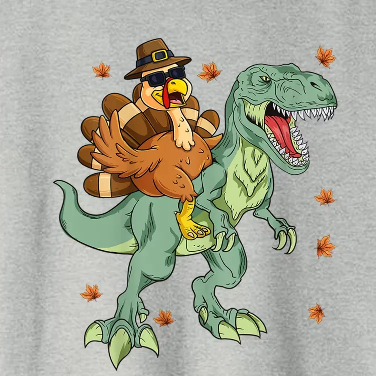 Thanksgiving Turkey Riding T Rex Dinosaur Toddler Boys Gift Women's Crop Top Tee