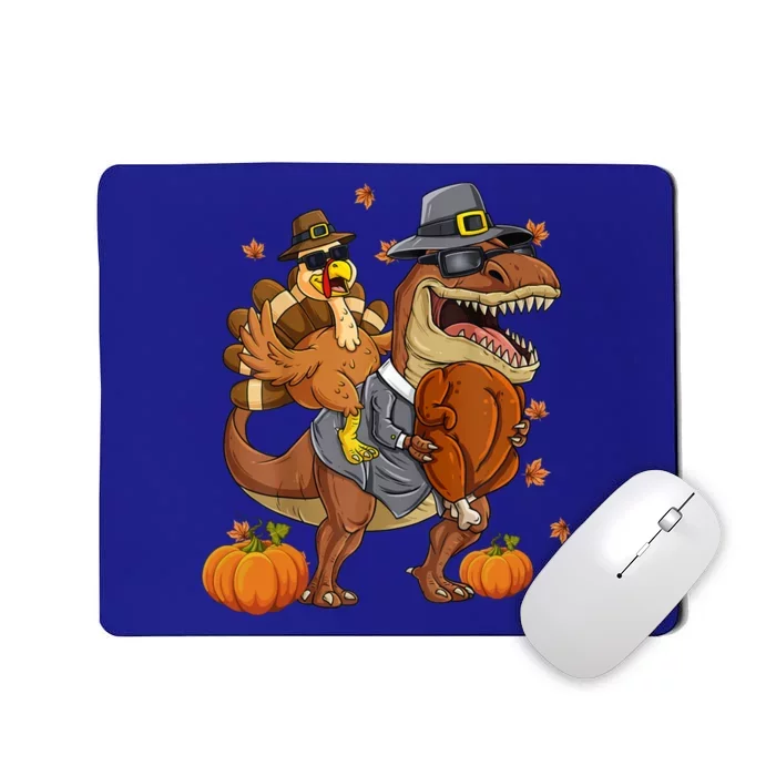 Thanksgiving Turkey Riding T Rex Dinosaur Toddler Boys Gift Mousepad