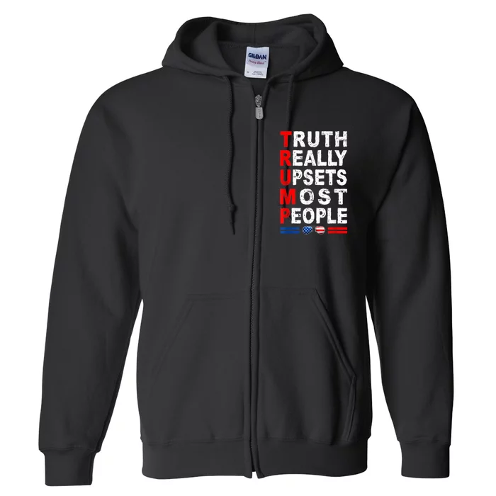 Trump Truth Really Funny Upset Retro Most People Trump 2024 Full Zip Hoodie