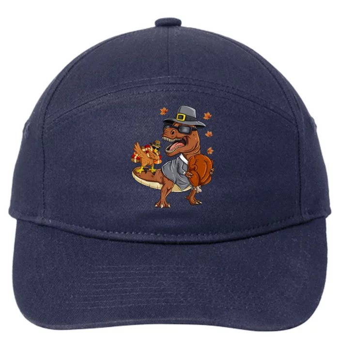 Thanksgiving T Rex Dabbing Turkey Pilgrim Meaningful Gift 7-Panel Snapback Hat