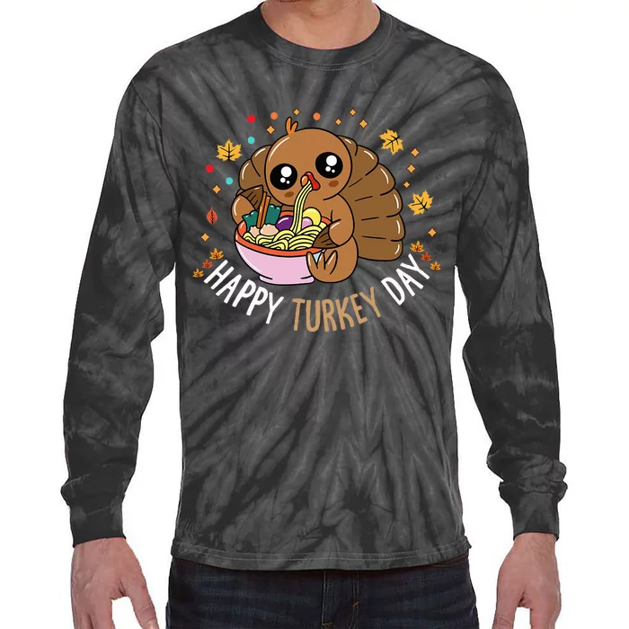 Thanksgiving Turkey Ramen Noodles Kawaii Anime Japanese Food Tie-Dye Long Sleeve Shirt