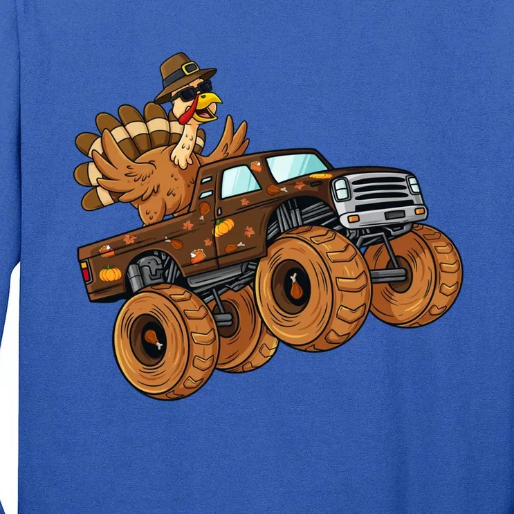 Thanksgiving Turkey Riding Monster Truck Boys Gift Tall Long Sleeve T-Shirt