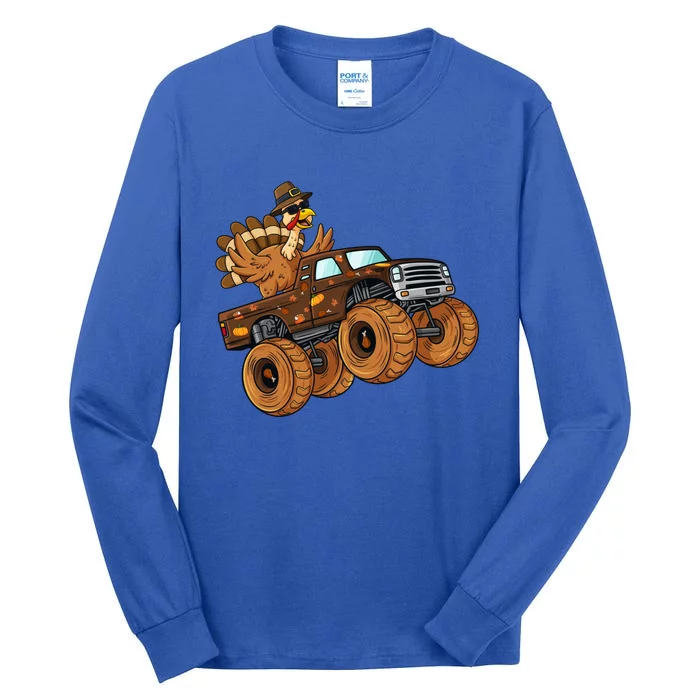 Thanksgiving Turkey Riding Monster Truck Boys Gift Tall Long Sleeve T-Shirt