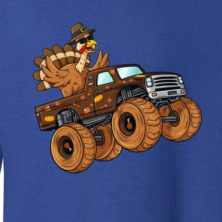 Thanksgiving Turkey Riding Monster Truck Boys Gift Toddler Sweatshirt