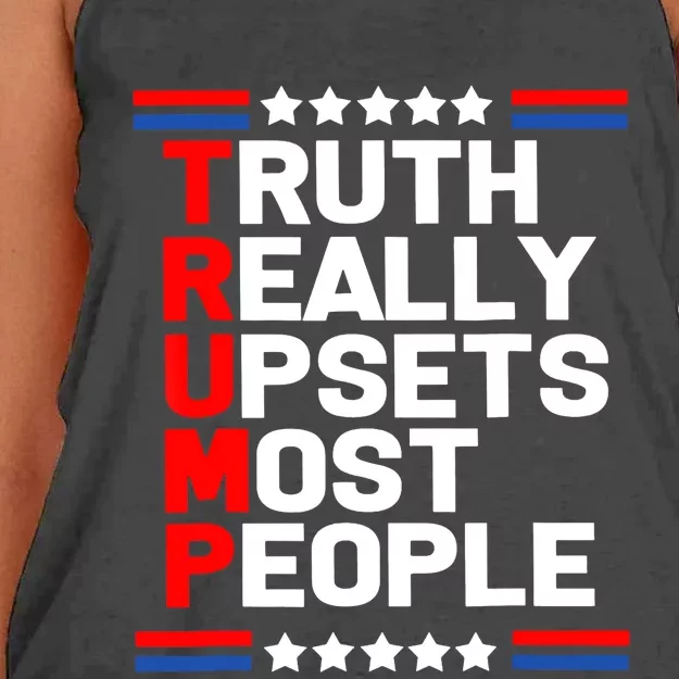 Trump Truth Really Upset Most People Trump 2024 America Flag Women's Knotted Racerback Tank