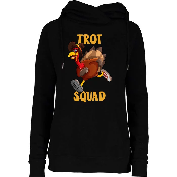 Turkey Trot Squad Funny Thanksgiving Day 5K Run Pilgrim Womens Funnel Neck Pullover Hood