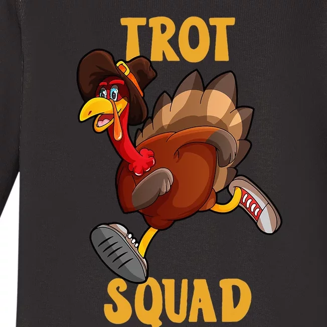 Turkey Trot Squad Funny Thanksgiving Day 5K Run Pilgrim Baby Long Sleeve Bodysuit