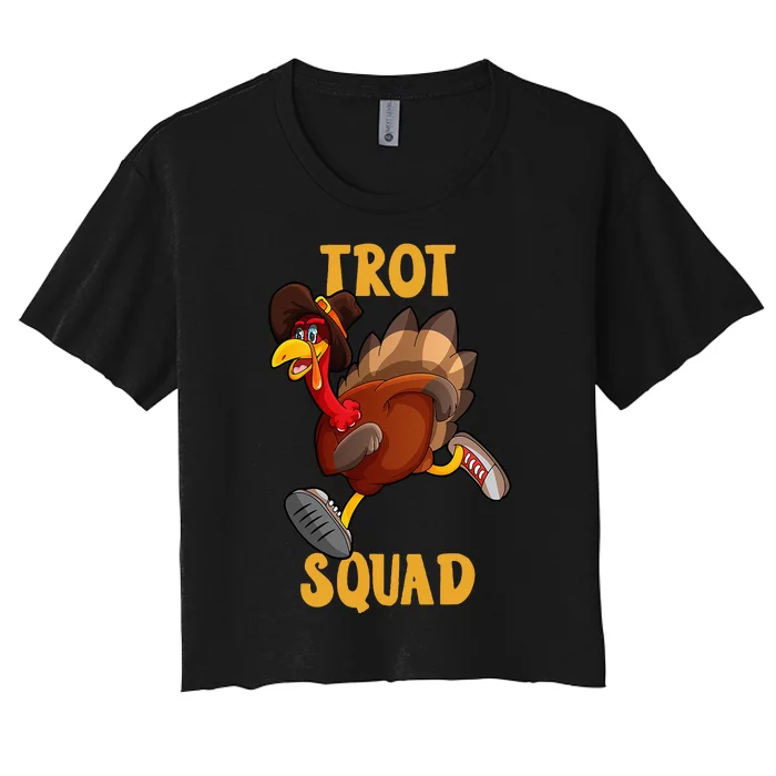 Turkey Trot Squad Funny Thanksgiving Day 5K Run Pilgrim Women's Crop Top Tee