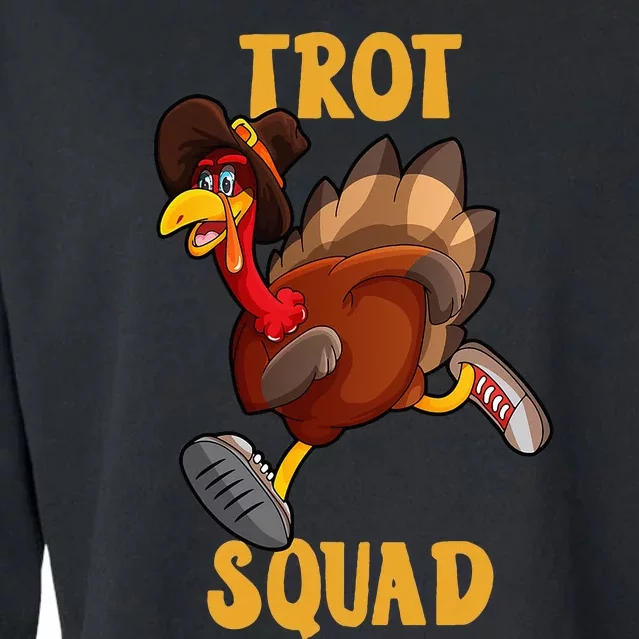 Turkey Trot Squad Funny Thanksgiving Day 5K Run Pilgrim Cropped Pullover Crew