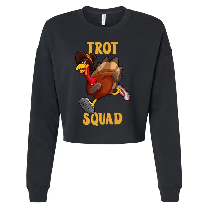 Turkey Trot Squad Funny Thanksgiving Day 5K Run Pilgrim Cropped Pullover Crew