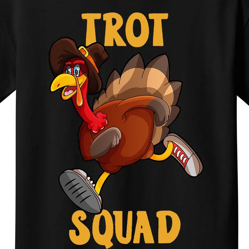 Turkey Trot Squad Funny Thanksgiving Day 5K Run Pilgrim Kids T-Shirt