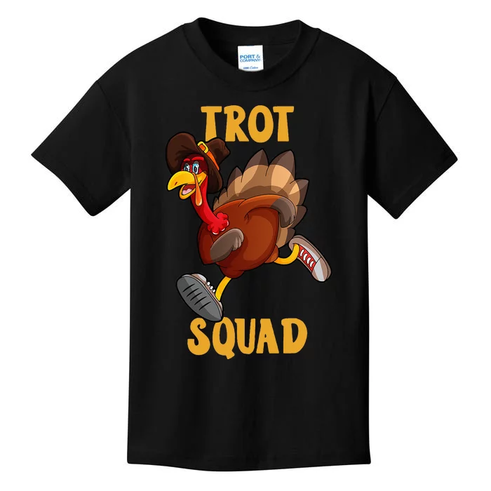 Turkey Trot Squad Funny Thanksgiving Day 5K Run Pilgrim Kids T-Shirt