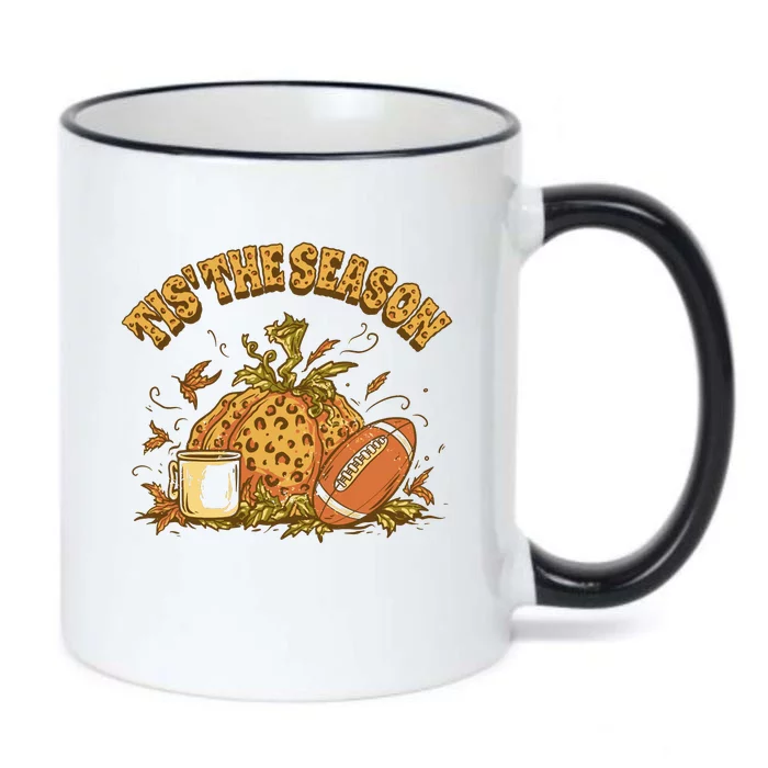 Tis The Season Football Pumpkin Black Color Changing Mug