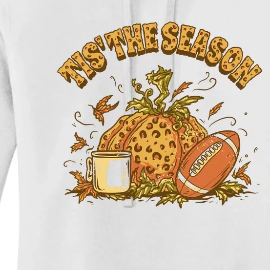 Tis The Season Football Pumpkin Women's Pullover Hoodie