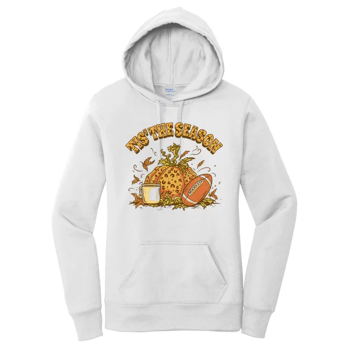 Tis The Season Football Pumpkin Women's Pullover Hoodie