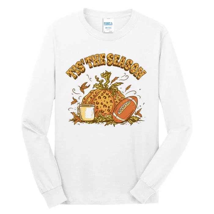 Tis The Season Football Pumpkin Tall Long Sleeve T-Shirt