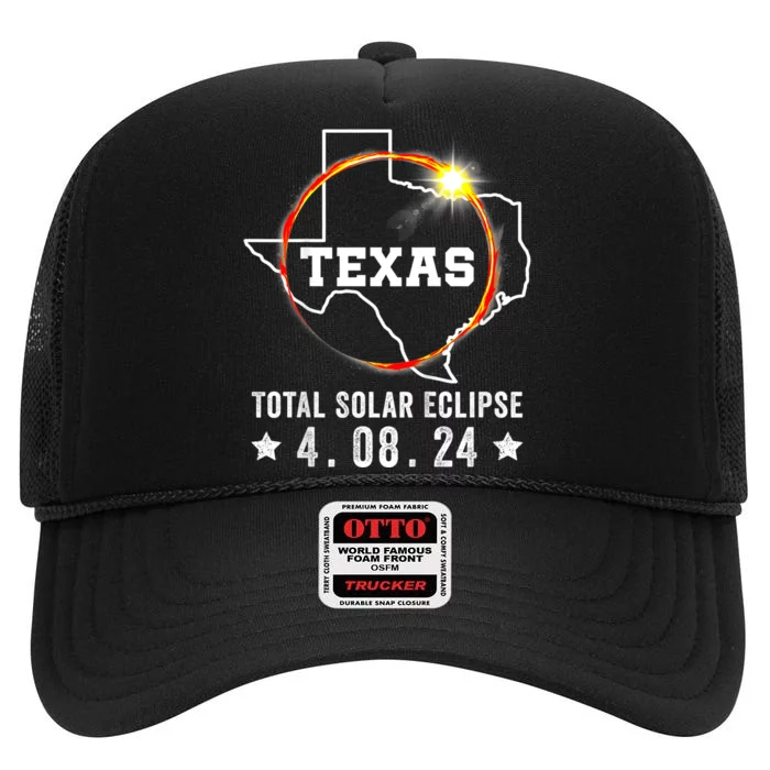 Texas Total Solar Eclipse April 8 2024 Texas Map High Crown Mesh Trucker Hat