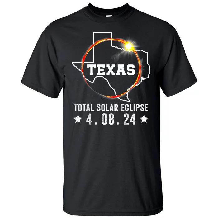 Texas Total Solar Eclipse April 8 2024 Texas Map Tall T-Shirt