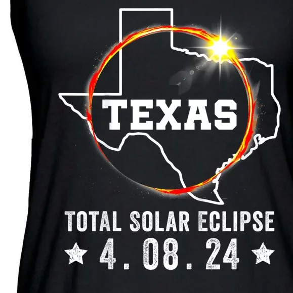 Texas Total Solar Eclipse April 8 2024 Texas Map Ladies Essential Flowy Tank