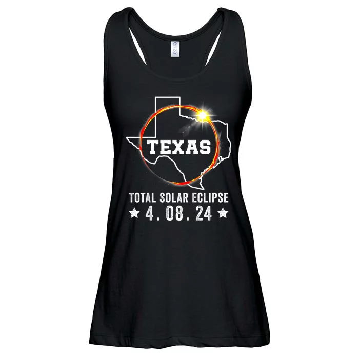 Texas Total Solar Eclipse April 8 2024 Texas Map Ladies Essential Flowy Tank