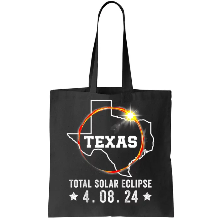 Texas Total Solar Eclipse April 8 2024 Texas Map Tote Bag