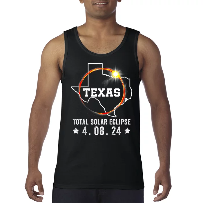 Texas Total Solar Eclipse April 8 2024 Texas Map Tank Top