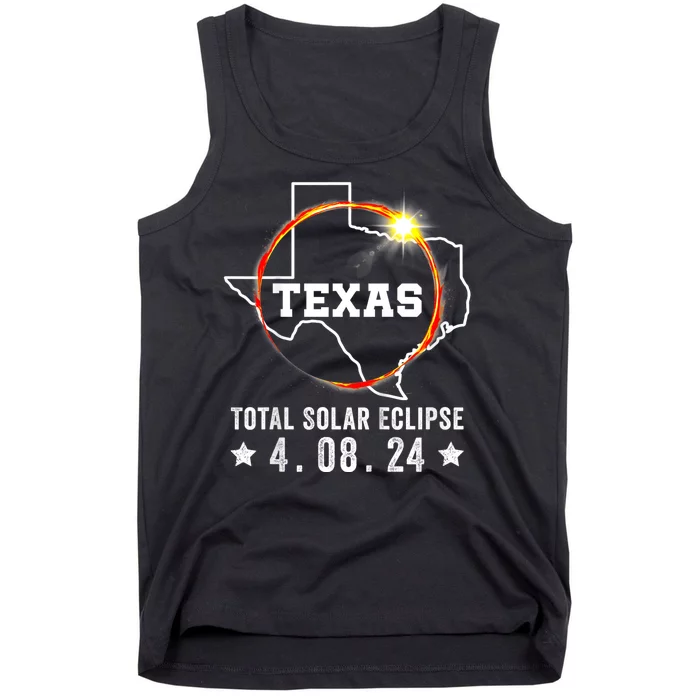 Texas Total Solar Eclipse April 8 2024 Texas Map Tank Top