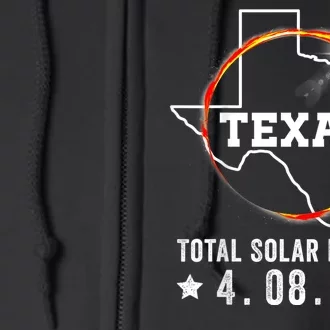 Texas Total Solar Eclipse April 8 2024 Texas Map Full Zip Hoodie