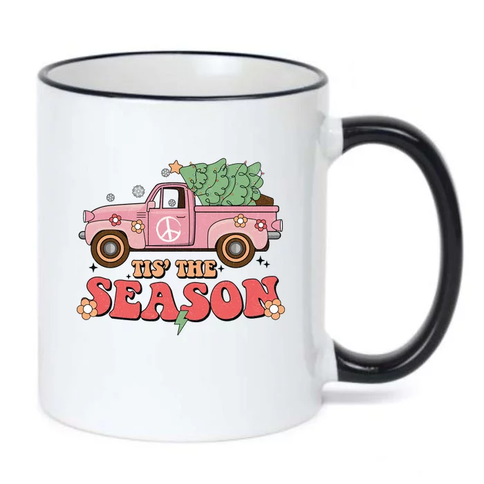 Tis The Season Retro Truck Christmas Black Color Changing Mug