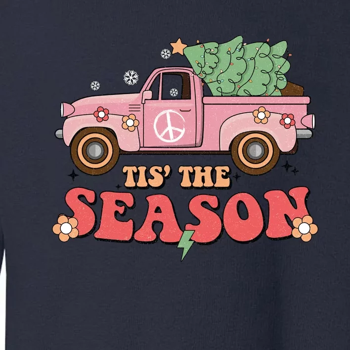 Tis The Season Retro Truck Christmas Toddler Sweatshirt