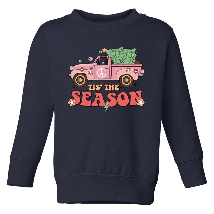 Tis The Season Retro Truck Christmas Toddler Sweatshirt