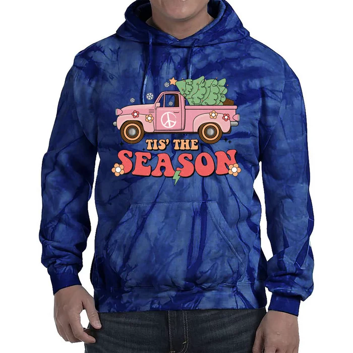 Tis The Season Retro Truck Christmas Tie Dye Hoodie