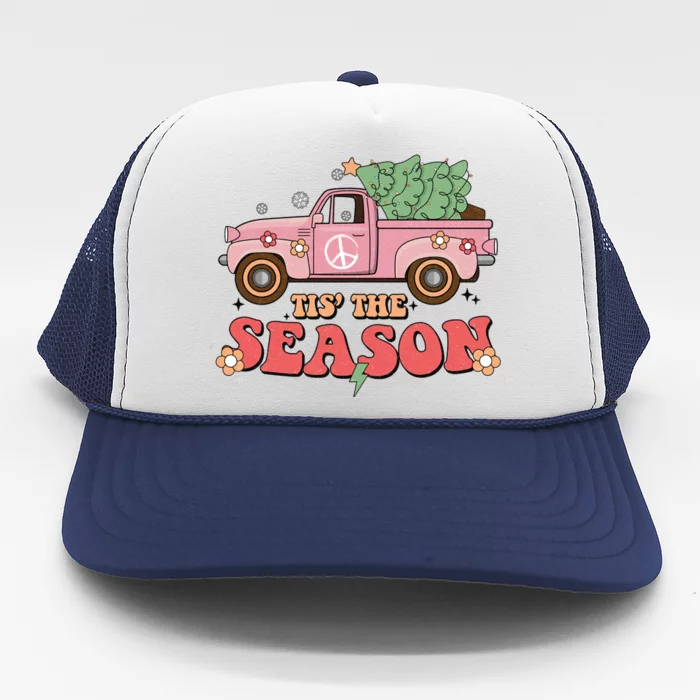 Tis The Season Retro Truck Christmas Trucker Hat