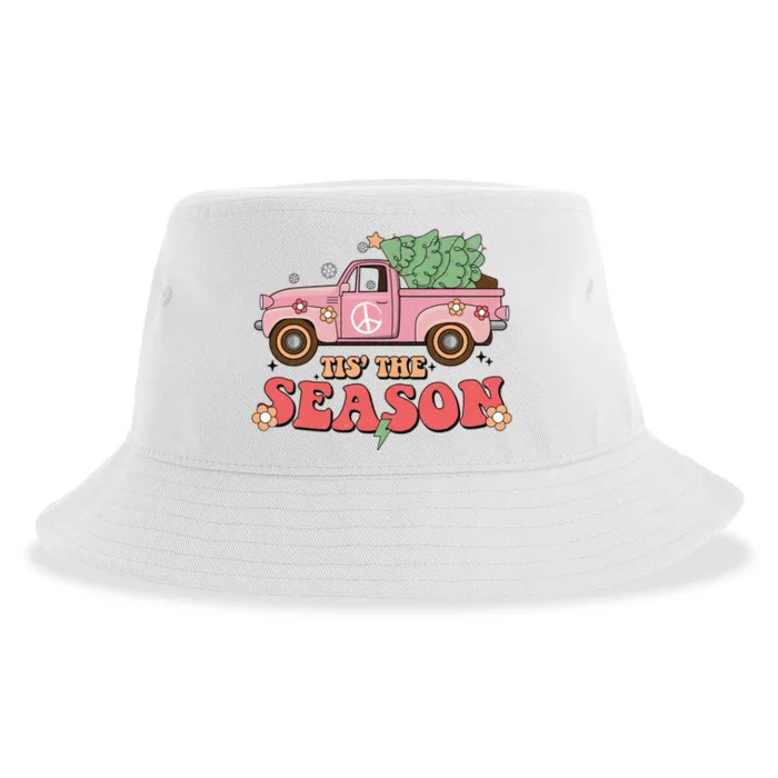 Tis The Season Retro Truck Christmas Sustainable Bucket Hat