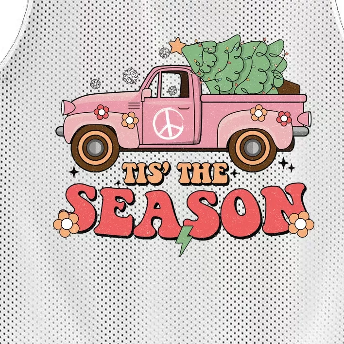 Tis The Season Retro Truck Christmas Mesh Reversible Basketball Jersey Tank