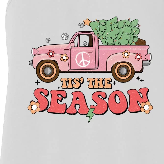 Tis The Season Retro Truck Christmas Women's Racerback Tank