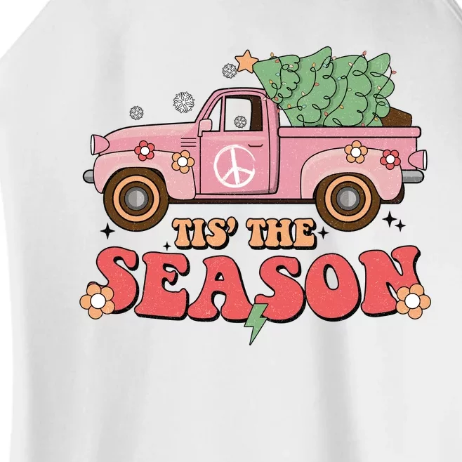 Tis The Season Retro Truck Christmas Women’s Perfect Tri Rocker Tank