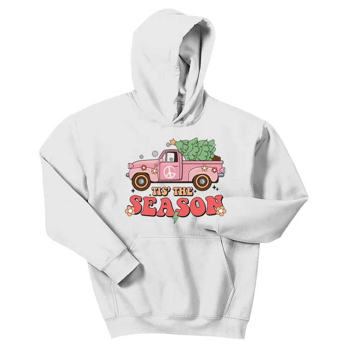 Tis The Season Retro Truck Christmas Kids Hoodie