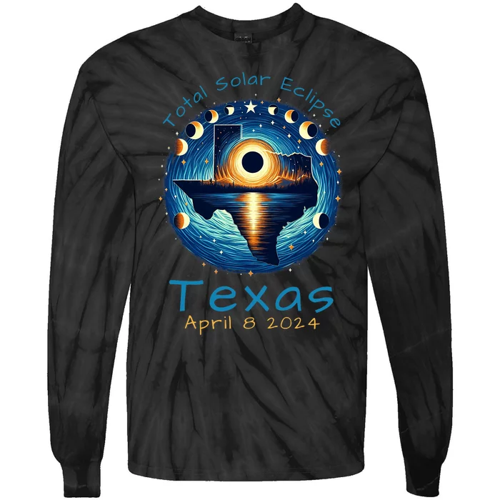 Texas Total Solar Eclipse April 8 2024 Texas Solar Eclipse Tie-Dye Long Sleeve Shirt