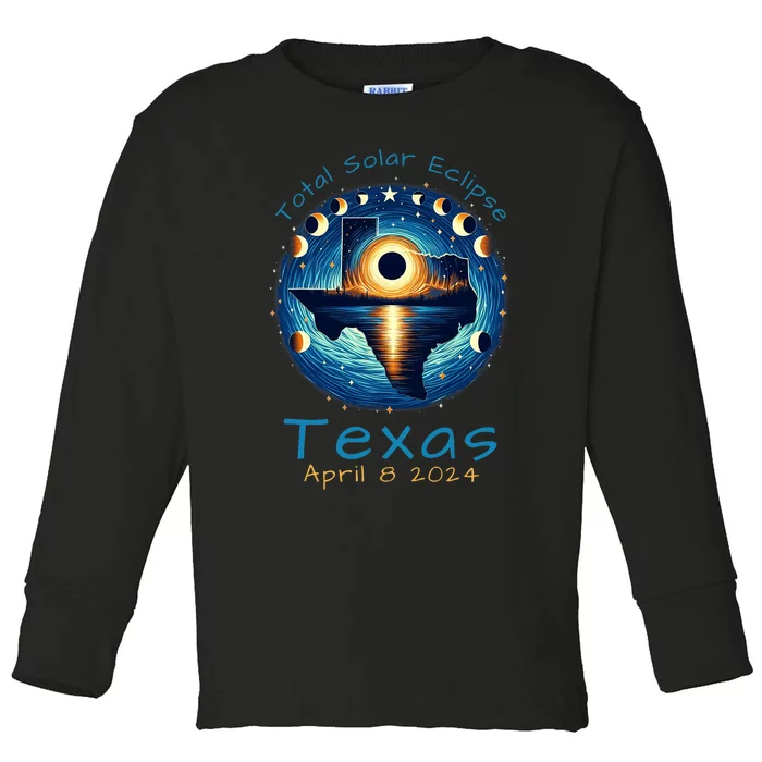 Texas Total Solar Eclipse April 8 2024 Texas Solar Eclipse Toddler Long Sleeve Shirt