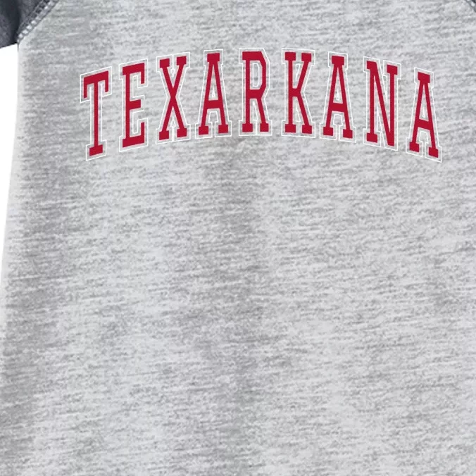 Texarkana Texas Souvenir Sport College Style Red Text Infant Baby Jersey Bodysuit