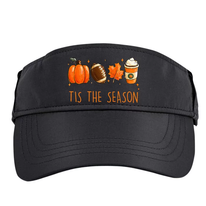 Tis The Season Fall Autumn Football Pumpkin Coffee Leaves Adult Drive Performance Visor