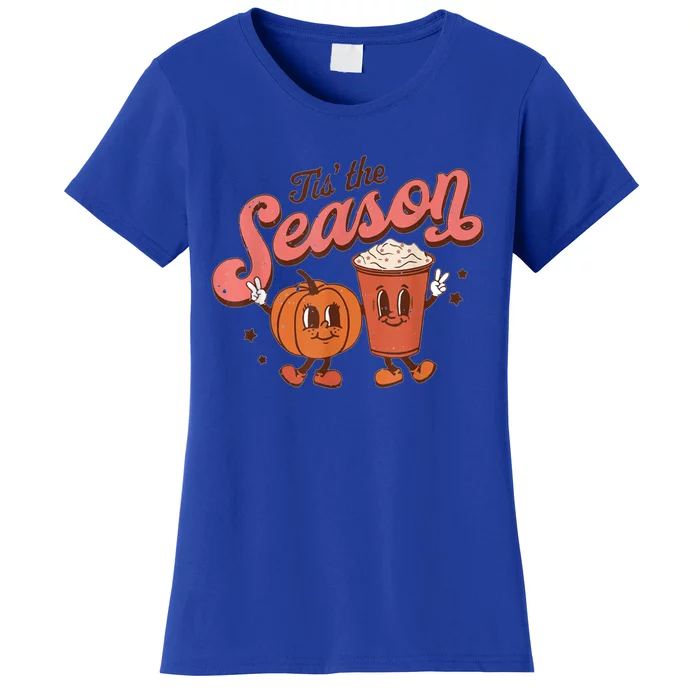 Tis' The Season Pumpkin And Spice Retro Halloween Fall Party Gift Women's T-Shirt