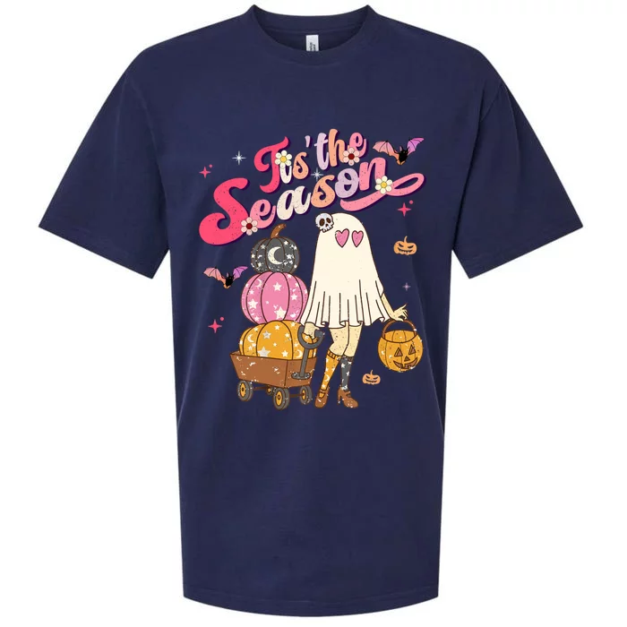 Tis' The Season Pumpkin Boo 60s 70s Hippie Halloween Costume Gift Sueded Cloud Jersey T-Shirt