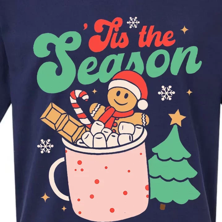 Tis The Season Christmas Hot Cocoa Gingerbread Cookie Pajama Sueded Cloud Jersey T-Shirt